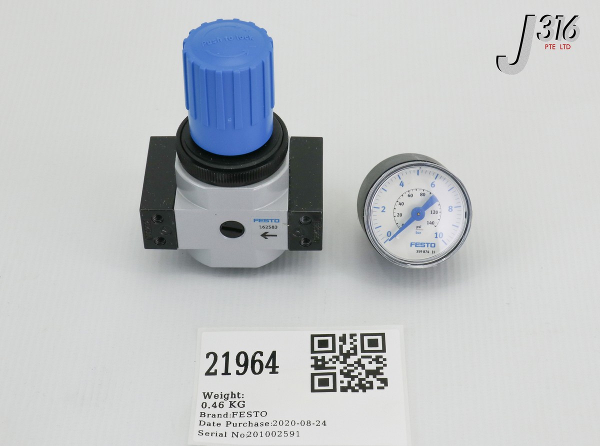 21964 FESTO REGULATOR VALVE W/ MANOMETER PRESSURE GAUGE (NEW) LR-1