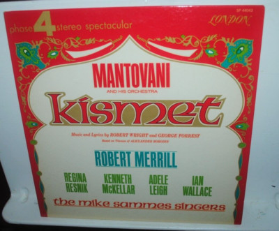KISMET, Montovani, Broadway cast recording, LP record, NM, London Phase 4, UK