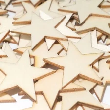 Small 1" Unfinished Cut Out Wood Stars 50 pieces - Crafts Ornaments Wooden Flags