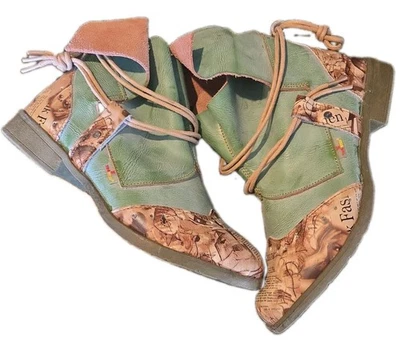 TMA Eyes Women 39 8.5 Accent Leather Ankle Boots Green Elven Cosplay Retro 90s - Image 1 of 4