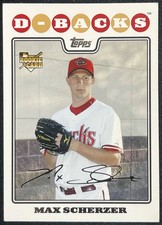 2008 TOPPS UPDATE MAX SCHERZER ROOKIE CARD D'BACKS #UH280. rookie card picture
