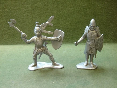Vintage 1963 Louis Marx & Co Knights 6'' Figures in 2 Poses Made in Hong Kong