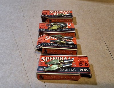 Vintage Speedball Pen Nibs D-Series D-0,D-1,D-2,D-3 Lettering Drawing