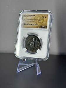Byzantine Empire AE Follis Class C AD 1034-1050 Christ Anonymous NGC Ch F