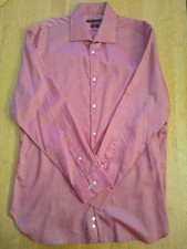 NWOT John Varvatos Luxe USA Red Spread Collar Cotton Shirt 15.5-32 MSRP 175