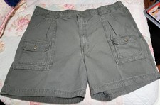 Cabela's 7-Pocket Canvas Cargo Shorts Gray Button Closure Men's Summer