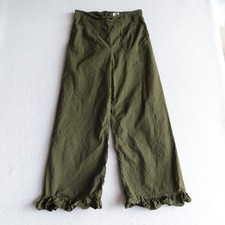 Maeve The Colette Ruffle Hem Wide Leg Pants Olive Green Linen Blend Size 28