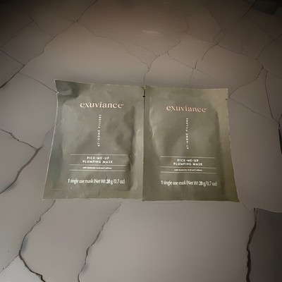 Exuviance Pick-Me-Up Plumping Mask * Set of 2 * Hyaluronic Acid & Caffeine NEW