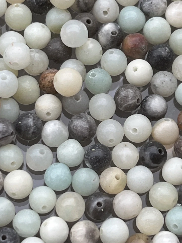 Amazonit Perlen Rund Mit Loch 100 Stück 4 mm Edelstein Heilstein Kristall DIY - Bild 2 von 4