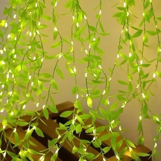 Artificial Leaf Curtain LED String Light | Green Vine Fairy Lights Decor