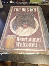 10" x 16" Wood Sign “Top Dog Inn – Beerhound’s Welcome” Rustic Dog Lover Decor