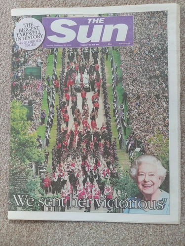THE SUN NEWSPAPER SEPTEMBER 20TH 2022 DEATH OF QUEEN ELIZABETH II FUNERAL