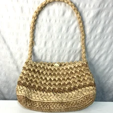 Rouje TOM Woven Mini Hand Bag Natural Raffia 8.5”x5.5”