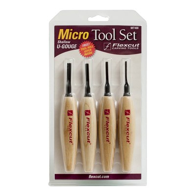 Micro Shallow U Gouge Chisel Set 4pc 1.5 2 3 4mm Wood Carving Carbon Steel USA