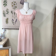 90s Y2k Sheer Milkmaid Babydoll Mini Dress Coquette Femme Dolly Kei Romantic M