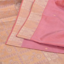 Sanskriti Vintage Sarees Pink Handwoven Pure Silk Sari 5 Yd Indiantextile Fabric