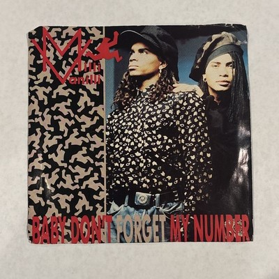 Milli Vanilli   Baby Don't Forget My Number/Too Much Monkey 45 RPM RECORD Works