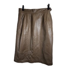 Vintage 90's Siena New York Mocha Brown Butter Soft Leather Pencil Skirt, Sz 10