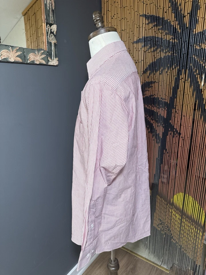 Camisa de vestir Club Room para hombre a rayas rojas calce regular cuello 15,5 talla 32/33 Foto 2 de 4