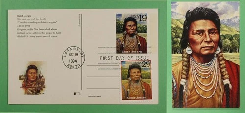 DR WHO 1994 FDC INDIAN CHIEF JOSEPH PICTORIAL POSTAL CARD COMBO R37478