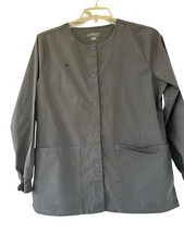 Women  s All Heart, Medium, Charcoal Gray Lab Coat, Snaps,  RN  Embroidered