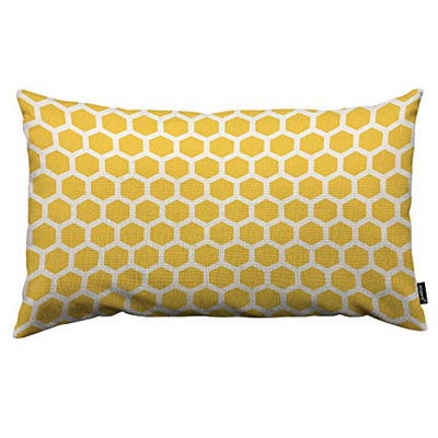  Bee Honeycombs Throw Pillow Cover Yellow and White Abstract Seamless Pattern 