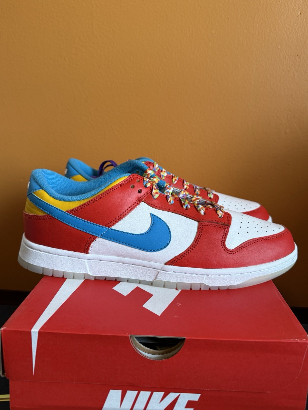 Nike Dunk Low x LeBron James x Fruity Pebbles Red Size 10.5 Brand New thumbnail 3
