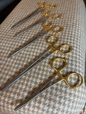 Weck, Agesus, Codman instruments surgical scissors gold handle, set of 5 !