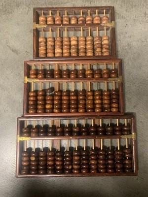 Three Chinese Lotus Flower Brand Abacus, Perfect Condition 