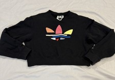 Adidas Originals Adicolor Bold Cropped Sweatshirt in Black Women's Medium NWOT