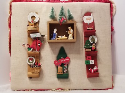 VINTAGE HANDMADE 3D NATIVITY CHRISTMAS SCENE WOODEN CANVAS 15'' X 16'' HEAVY
