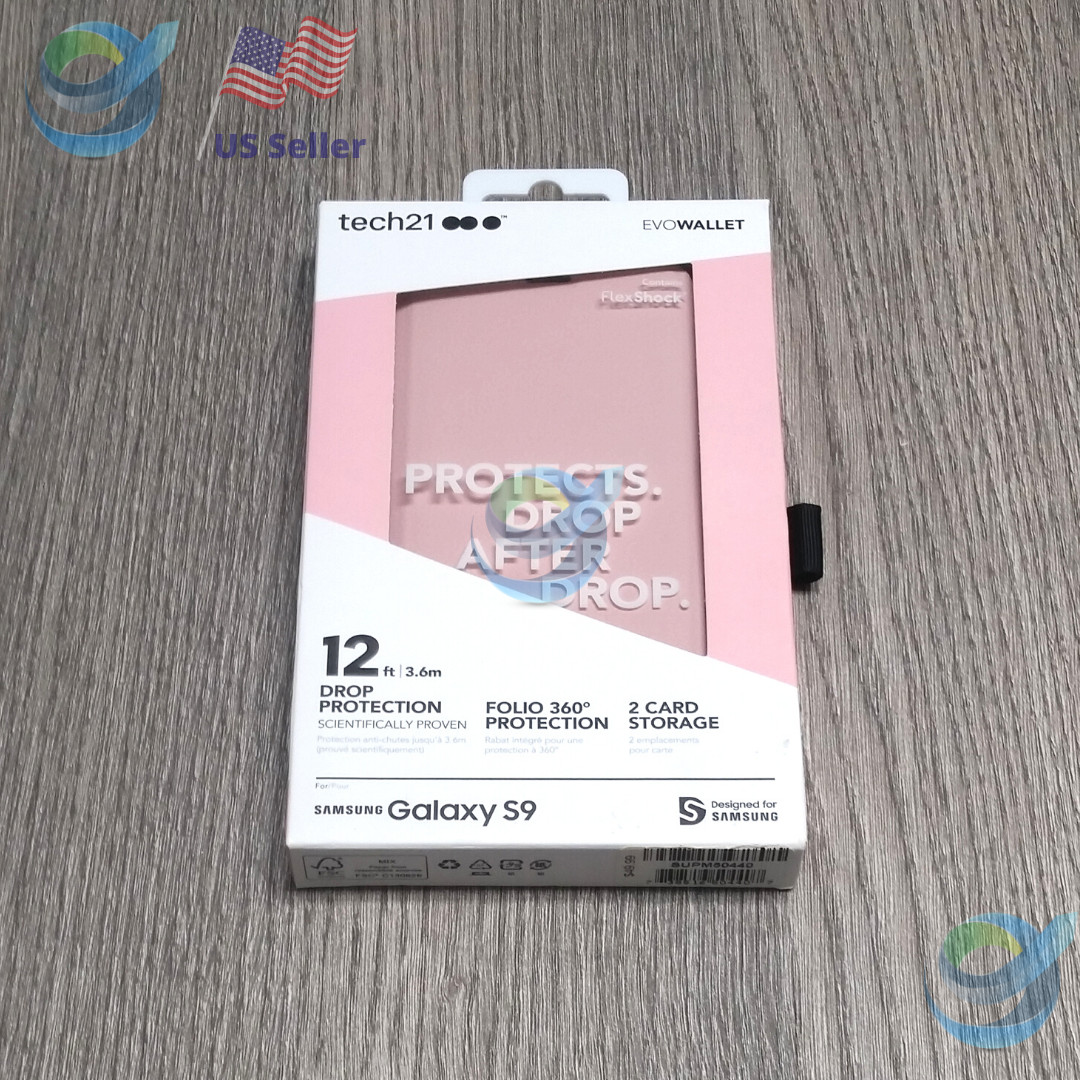 NUEVO Estuche CLEARANCE para Samsung Galaxy S9 |Tech21 Evo Billetera Tarjetas de Crédito-Rosa