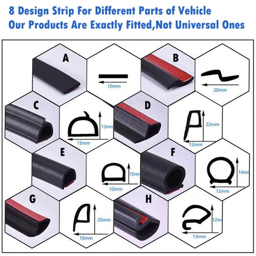 Door Seal Strip Kit Rubber Weather Draft Wind Noise Reduction For Hyundai ix35 - Picture 3 of 12