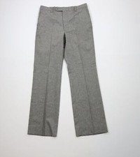 Vtg 70s Streetwear Mens 32x32 Wool Tweed Herringbone Wide Leg Chino Pants USA
