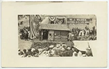Real Photo Postcard Downtown Street Parade W.J. Marek Kewaunee WIsconsin WI RPPC