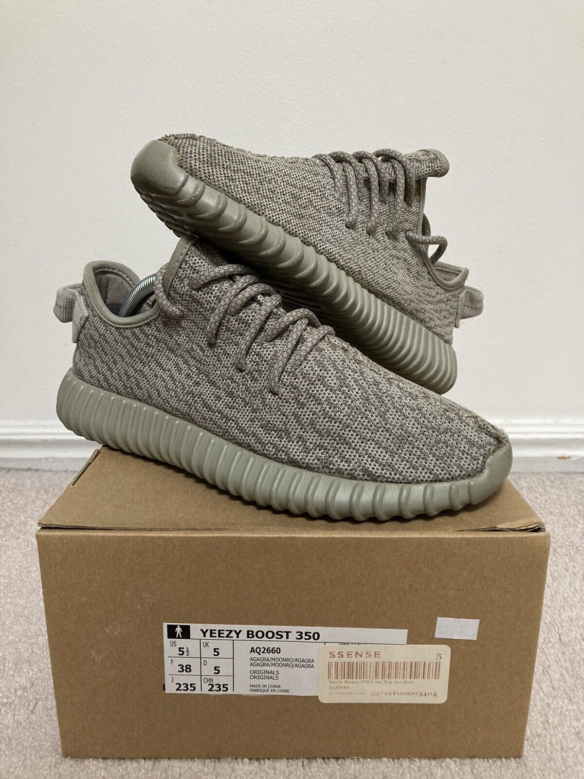 Estoy orgulloso Refinar Muslo Adidas Yeezy Boost 350 V1 Moonrock Agate Gray 2015 Kanye AQ2660 Size 5.5  Mens | eBay