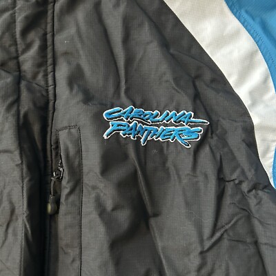 プロライン×リーボック　NFL カロライナパンサーズ　ナイロンジャケット VTG 90s Reebok Pro Line NFL Carolina Panthers Puffer Jacket Fleece