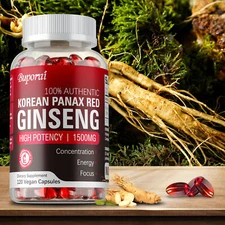 Korean Panax Red Ginseng - Boost Energy & Endurance, Testosterone Booster