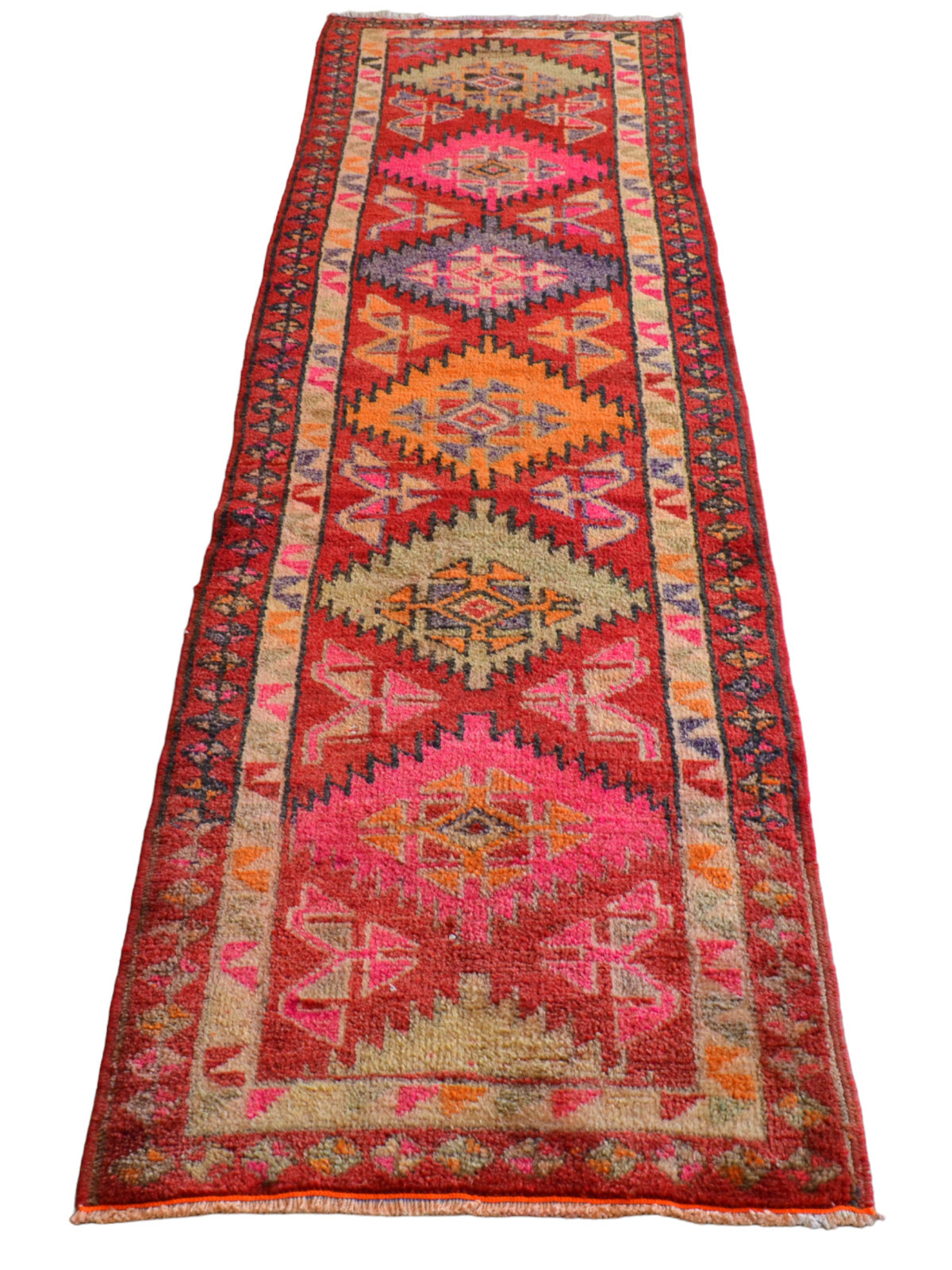 Vintage Runner Rug Tukish Rug Hand Made Hallway Decor Rug 3x11 ft approx