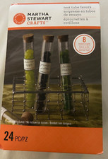 SEALED MARTHA STEWART 8pc Clear Plastic Tube Bead Containers Storage w Cork Lids