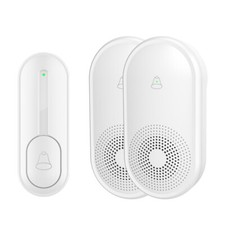 1 white waterproof button+ 2 wireless remote doorbell receivers, hi-fi speaker