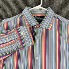 Polo Ralph Lauren Shirt Mens 17.5 XL Striped Long Sleeve Button Up Regent Custom