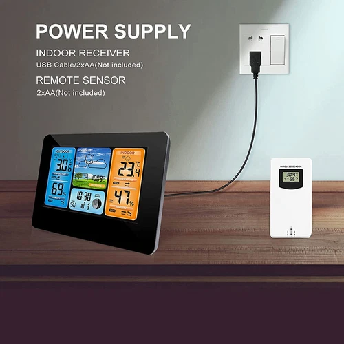 Wireless Digital LCD Weather Station Clock Calendar Thermometer Indoor/Outdoor - Picture 12 of 12