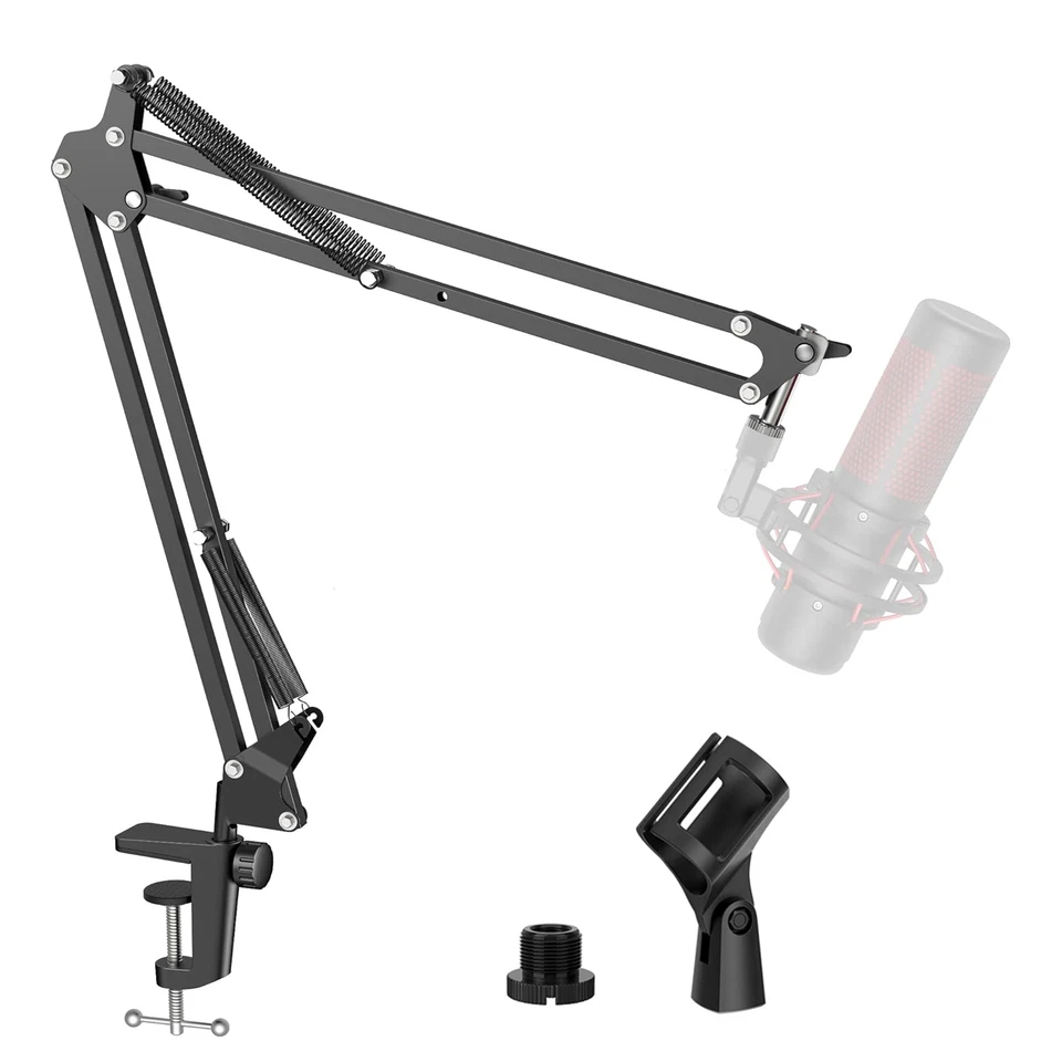 HOME-IMPROVE Microphone Stand Boom Arm, Mic Stand Desk Mount for Blue Yeti QuadCast Snowball