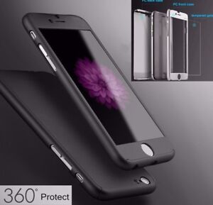 Nuevo De Lujo 360 ° Full Hybrid Case cover vidrio templado iPhone 6/6S/6 PLUS NEGRO