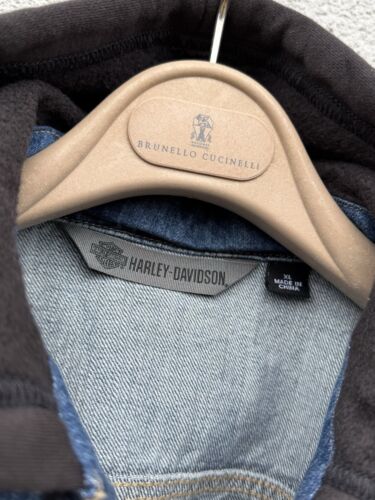 Harley Davidson Denim Jacket Zip Off Sleeve XL Indigo Wash Hoodie Milwaukee WI - Picture 5 of 20