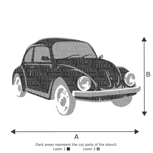 VW Beetle Car Reusable Wall STENCIL for painting. Stencil Walls & more! 10020 - Picture 10 of 19