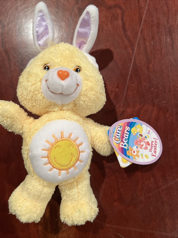 Care Bears Funshine Bear Plush Bunny Ears 8" 2004 Tags Vintage Stuffed Easter
