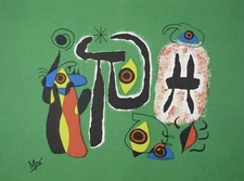 Vintage Joan Miro print The Red Sun Gnaws at the Spider 10x13"
