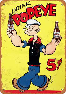 METAL SIGN - 1929 Popeye Soft Drinks - Vintage Look Reproduction